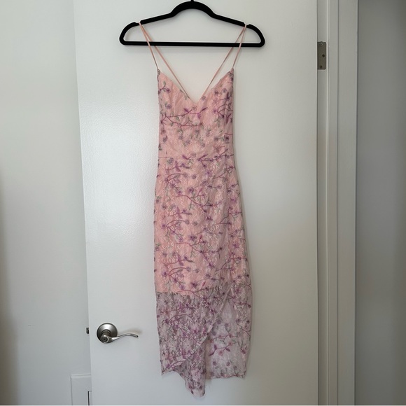 Revolve Skylight Dress Lovers and Friends Pink Floral Lace Asymmetrical Dress - Picture 7 of 14